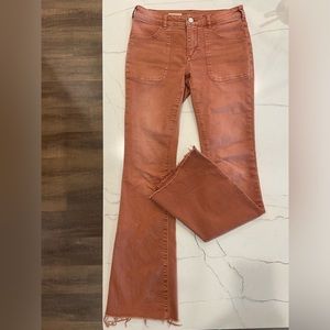 PILCRO Flair Leg Burnt Orange Denim, Size 26
